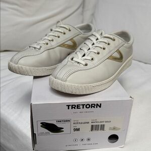 Tretorn White and Gold Women's Sneakers